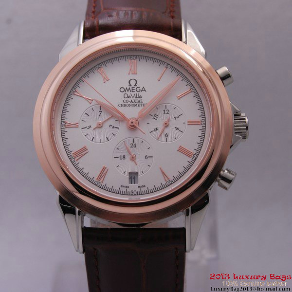 OMEGA DE VILLE CO-AXIAL Chronometer Red Gold on Brown Leather Strap OM77501