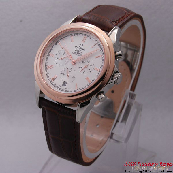 OMEGA DE VILLE CO-AXIAL Chronometer Red Gold on Brown Leather Strap OM77501