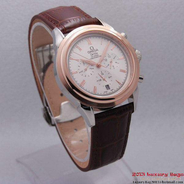 OMEGA DE VILLE CO-AXIAL Chronometer Red Gold on Brown Leather Strap OM77501