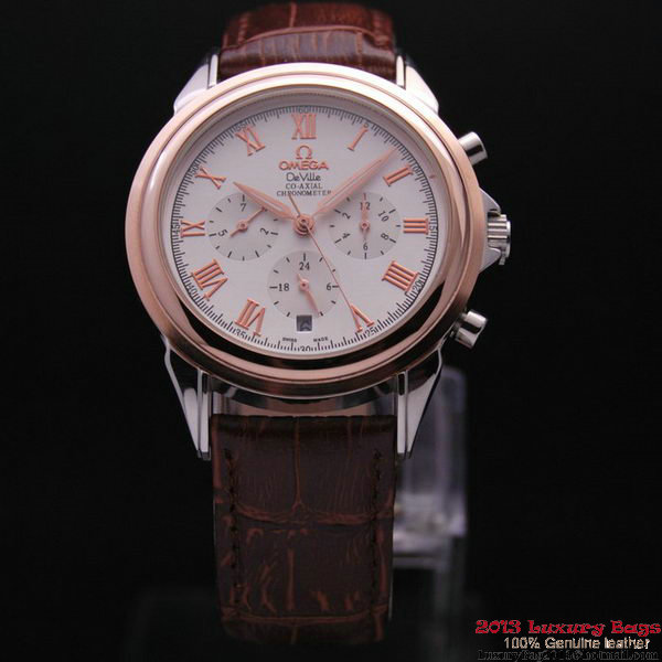OMEGA DE VILLE CO-AXIAL Chronometer Red Gold on Brown Leather Strap OM77501