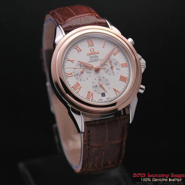 OMEGA DE VILLE CO-AXIAL Chronometer Red Gold on Brown Leather Strap OM77501