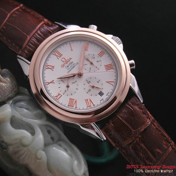 OMEGA DE VILLE CO-AXIAL Chronometer Red Gold on Brown Leather Strap OM77501