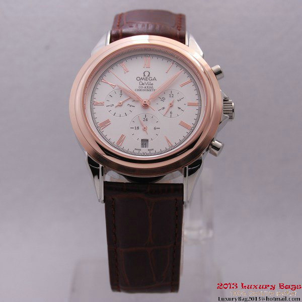 OMEGA DE VILLE CO-AXIAL Chronometer Red Gold on Brown Leather Strap OM77501