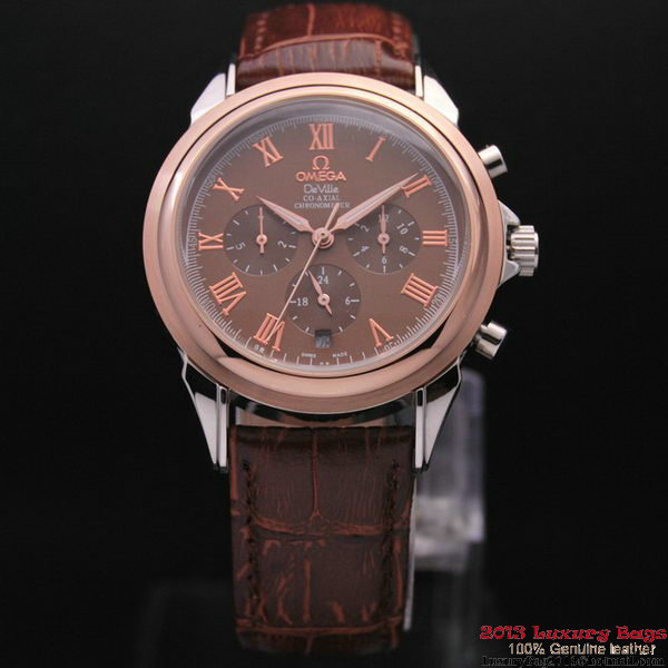 OMEGA DE VILLE CO-AXIAL Chronometer Red Gold on Brown Leather Strap OM77503
