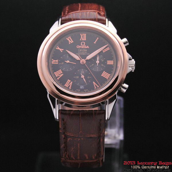 OMEGA DE VILLE CO-AXIAL Chronometer Red Gold on Brown Leather Strap OM77505