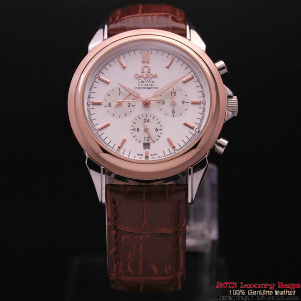 OMEGA DE VILLE CO-AXIAL Chronometer Red Gold on Brown Leather Strap OM77507