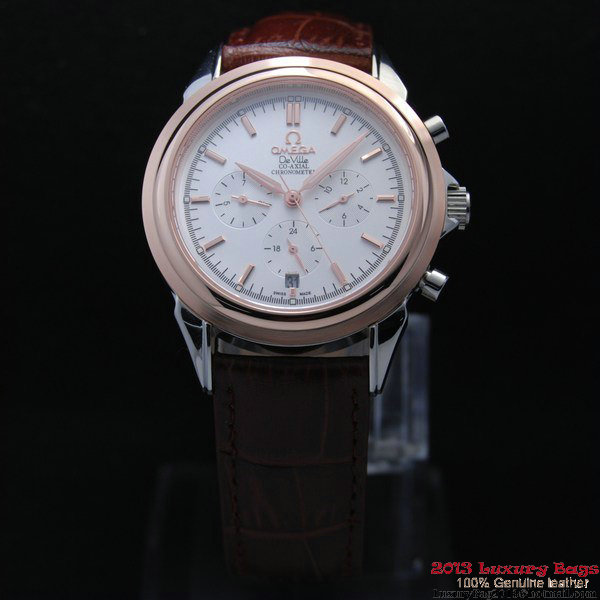 OMEGA DE VILLE CO-AXIAL Chronometer Red Gold on Brown Leather Strap OM77507