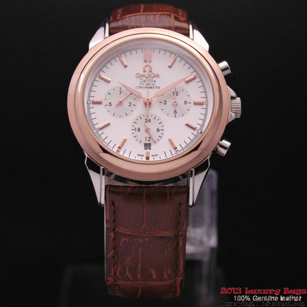 OMEGA DE VILLE CO-AXIAL Chronometer Red Gold on Brown Leather Strap OM77507
