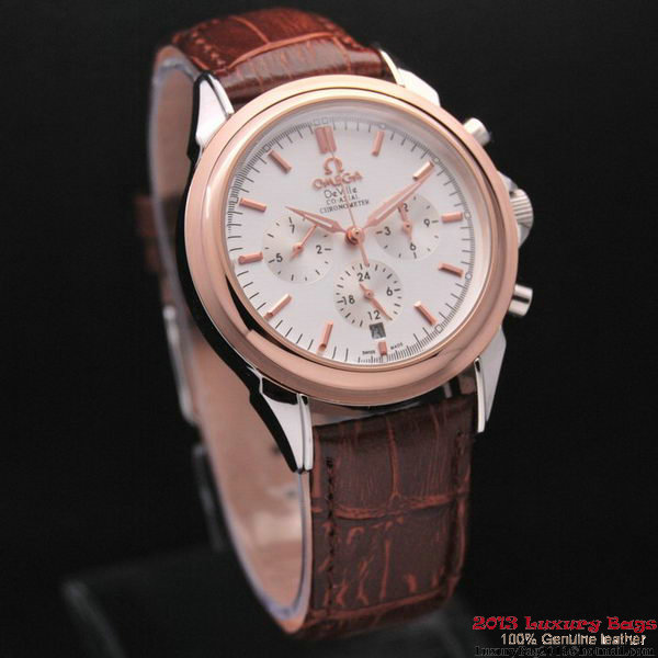 OMEGA DE VILLE CO-AXIAL Chronometer Red Gold on Brown Leather Strap OM77507