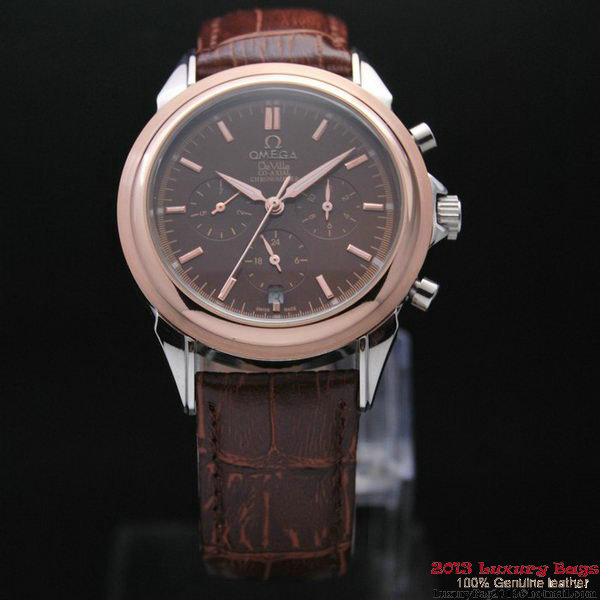 OMEGA DE VILLE CO-AXIAL Chronometer Red Gold on Brown Leather Strap OM77509