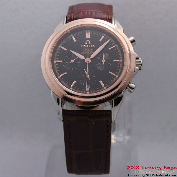 OMEGA DE VILLE CO-AXIAL Chronometer Red Gold on Brown Leather Strap OM77511