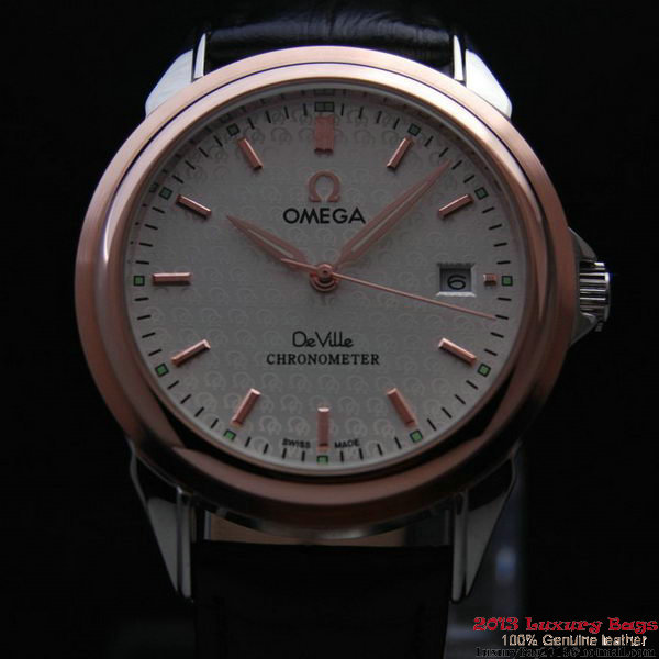 OMEGA DE VILLE Chronometer Red Gold on Black Leather Strap OM77314