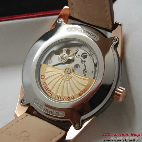 OMEGA DE VILLE Co-AXIAL CHRONOMETER Red Gold on Brown Leather Strap OM77021