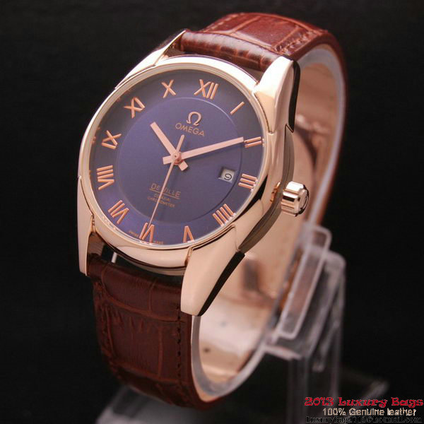 OMEGA DE VILLE Co-AXIAL CHRONOMETER Red Gold on Brown Leather Strap OM77025