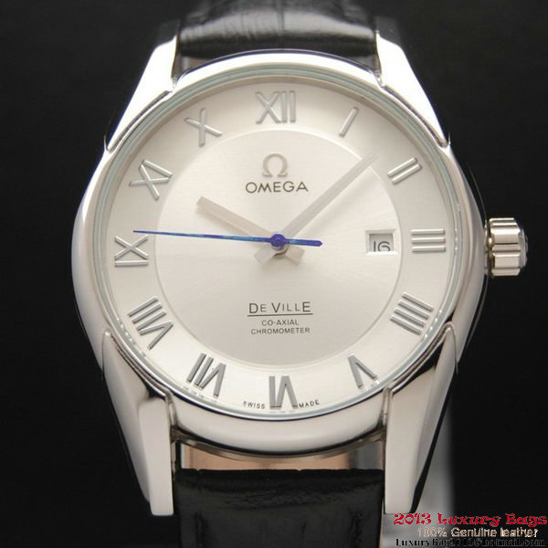 OMEGA DE VILLE Co-AXIAL CHRONOMETER Steel on Black Leather Strap OM77004