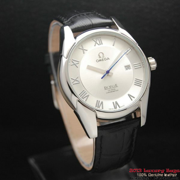 OMEGA DE VILLE Co-AXIAL CHRONOMETER Steel on Black Leather Strap OM77004