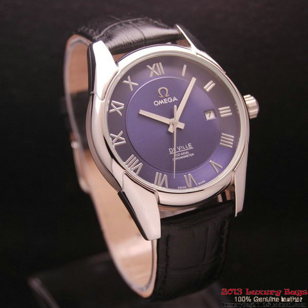 OMEGA DE VILLE Co-AXIAL CHRONOMETER Steel on Black Leather Strap OM77011