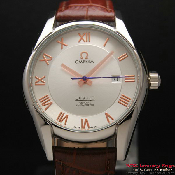 OMEGA DE VILLE Co-AXIAL CHRONOMETER Steel on Brown Leather Strap OM77001