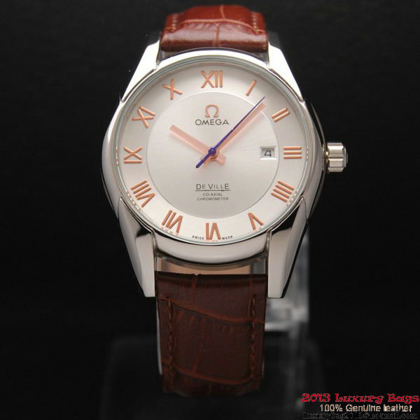 OMEGA DE VILLE Co-AXIAL CHRONOMETER Steel on Brown Leather Strap OM77001