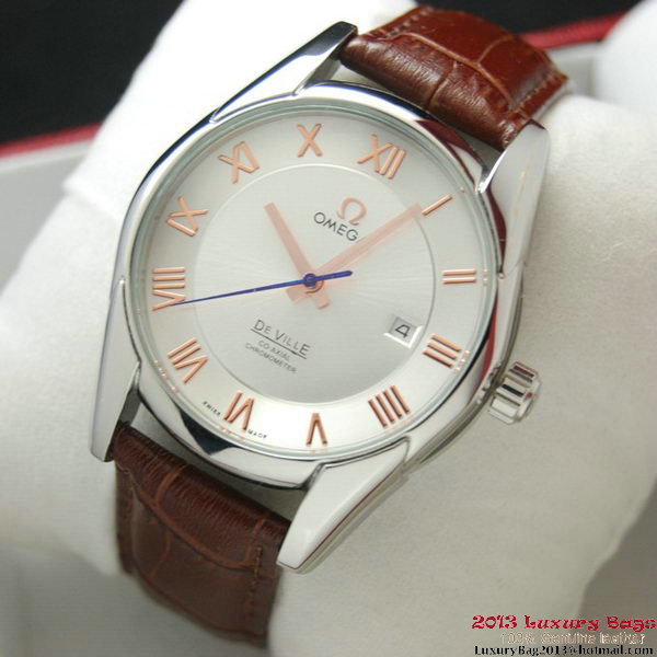 OMEGA DE VILLE Co-AXIAL CHRONOMETER Steel on Brown Leather Strap OM77001