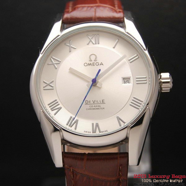 OMEGA DE VILLE Co-AXIAL CHRONOMETER Steel on Brown Leather Strap OM77003