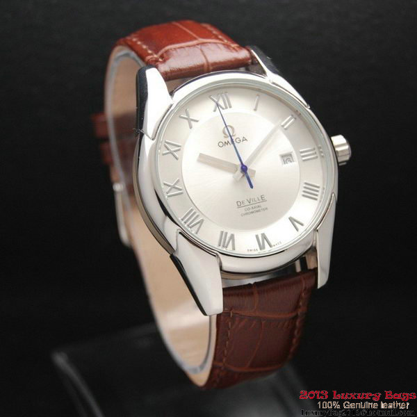 OMEGA DE VILLE Co-AXIAL CHRONOMETER Steel on Brown Leather Strap OM77003