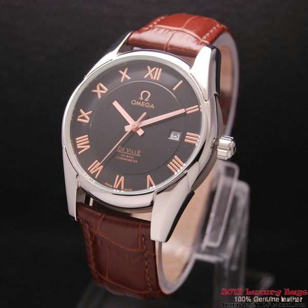 OMEGA DE VILLE Co-AXIAL CHRONOMETER Steel on Brown Leather Strap OM77005