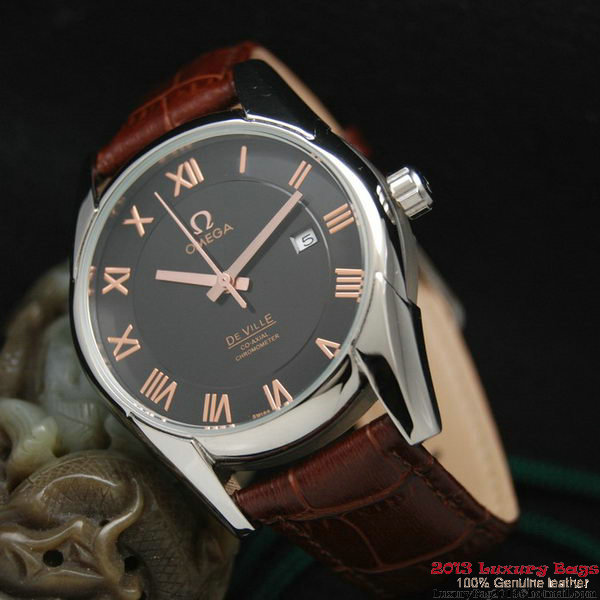 OMEGA DE VILLE Co-AXIAL CHRONOMETER Steel on Brown Leather Strap OM77005