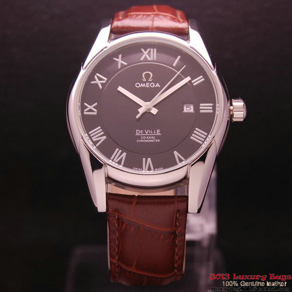 OMEGA DE VILLE Co-AXIAL CHRONOMETER Steel on Brown Leather Strap OM77007