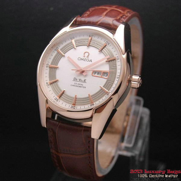 OMEGA DE VILLE HOUR VISION ANNUAL CALENDAR Red Gold on Brown Leather Strap OM77119