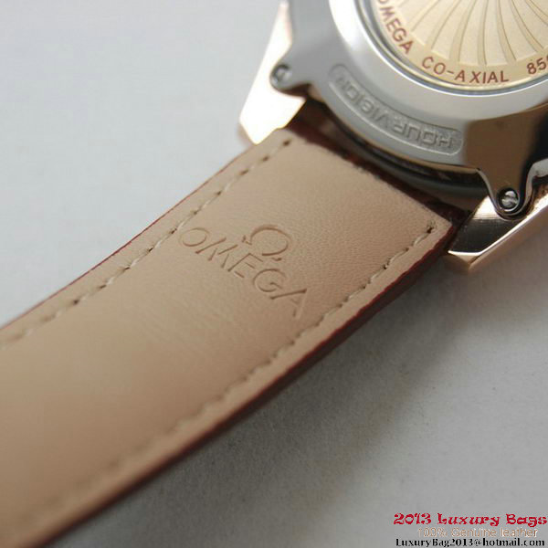 OMEGA DE VILLE HOUR VISION ANNUAL CALENDAR Red Gold on Brown Leather Strap OM77119