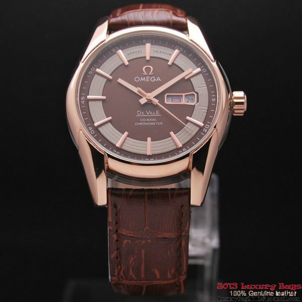 OMEGA DE VILLE HOUR VISION ANNUAL CALENDAR Red Gold on Brown Leather Strap OM77121