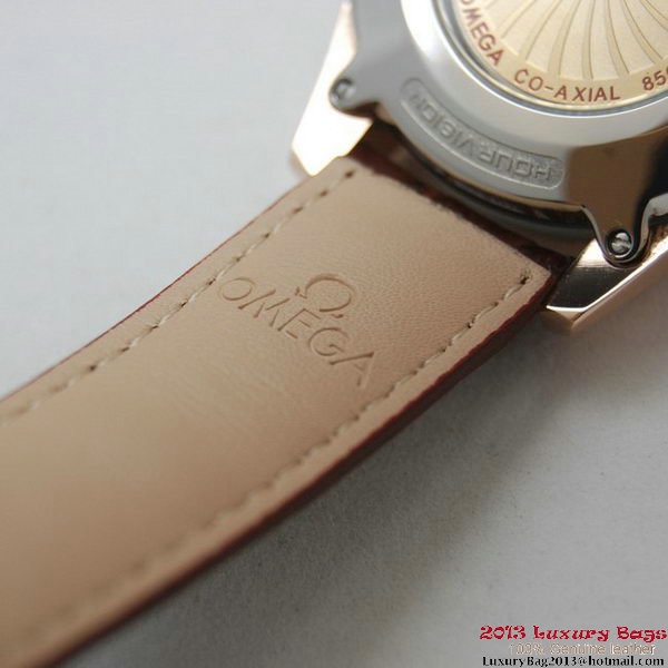 OMEGA DE VILLE HOUR VISION ANNUAL CALENDAR Red Gold on Brown Leather Strap OM77121