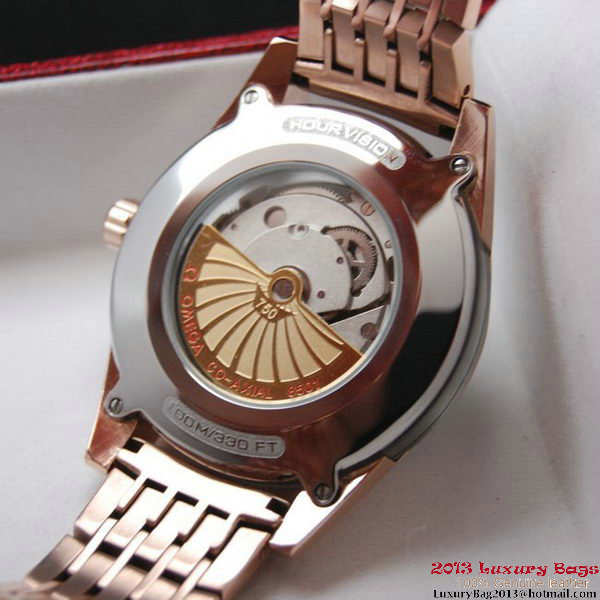 OMEGA DE VILLE HOUR VISION ANNUAL CALENDAR Red Gold on Red Gold Strap OM77128