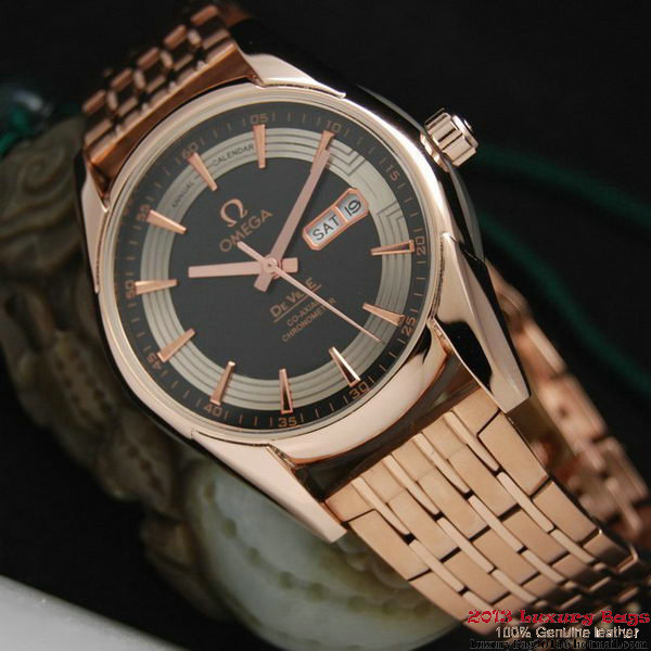 OMEGA DE VILLE HOUR VISION ANNUAL CALENDAR Red Gold on Red Gold Strap OM77130