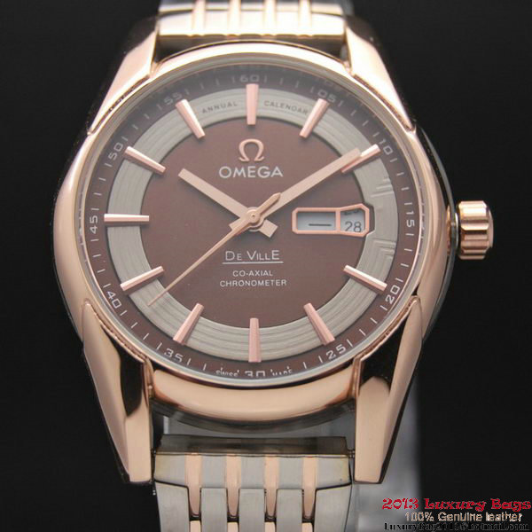 OMEGA DE VILLE HOUR VISION ANNUAL CALENDAR Red Gold on Steel Strap OM77126