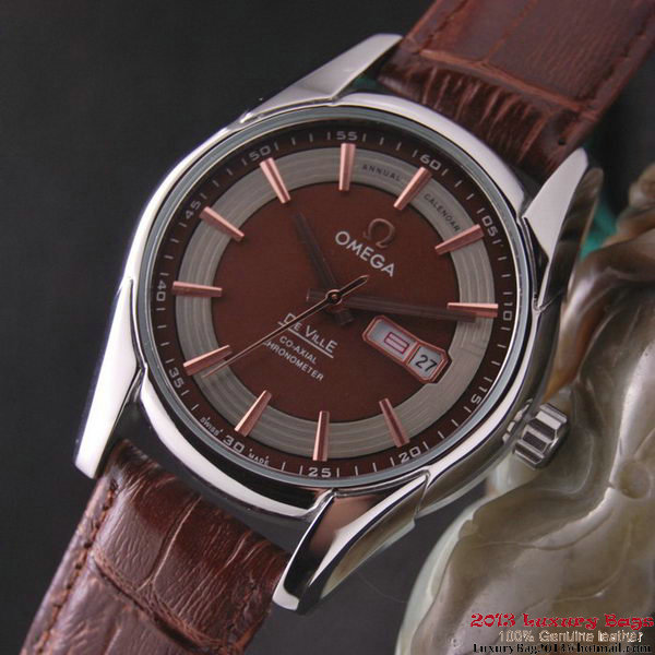 OMEGA DE VILLE HOUR VISION ANNUAL CALENDAR Steel on Brown Leather Strap OM77103