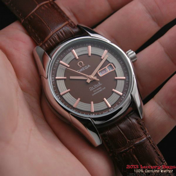 OMEGA DE VILLE HOUR VISION ANNUAL CALENDAR Steel on Brown Leather Strap OM77103