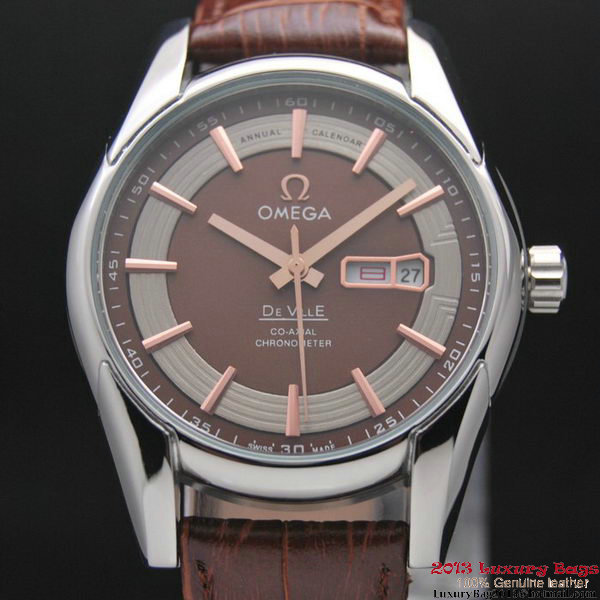 OMEGA DE VILLE HOUR VISION ANNUAL CALENDAR Steel on Brown Leather Strap OM77103