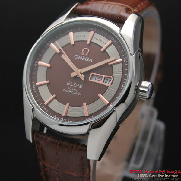 OMEGA DE VILLE HOUR VISION ANNUAL CALENDAR Steel on Brown Leather Strap OM77103