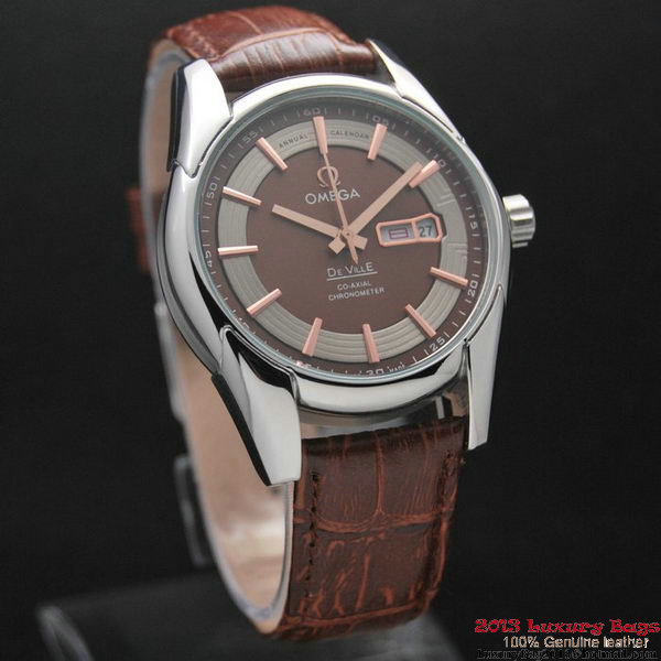 OMEGA DE VILLE HOUR VISION ANNUAL CALENDAR Steel on Brown Leather Strap OM77103