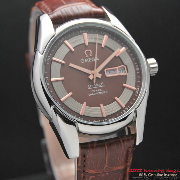 OMEGA DE VILLE HOUR VISION ANNUAL CALENDAR Steel on Brown Leather Strap OM77103