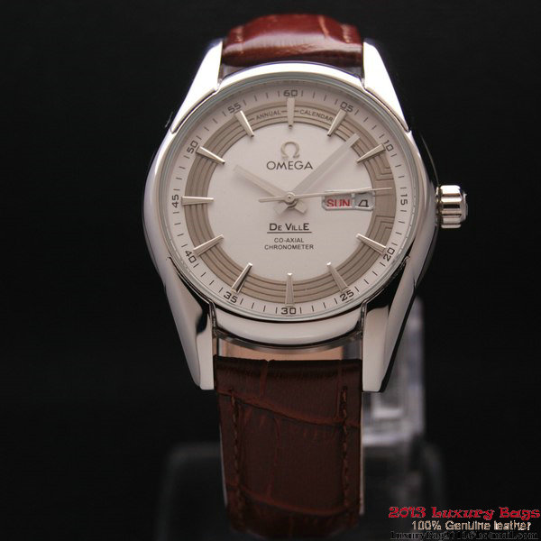 OMEGA DE VILLE HOUR VISION ANNUAL CALENDAR Steel on Brown Leather Strap OM77107