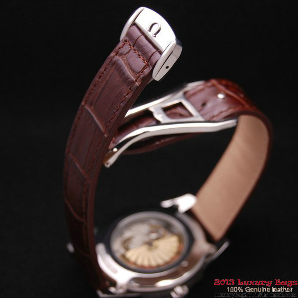 OMEGA DE VILLE HOUR VISION ANNUAL CALENDAR Steel on Brown Leather Strap OM77107