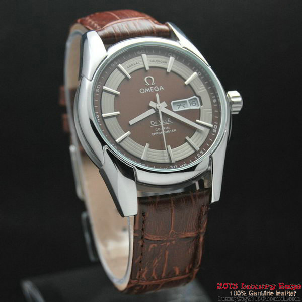 OMEGA DE VILLE HOUR VISION ANNUAL CALENDAR Steel on Brown Leather Strap OM77109