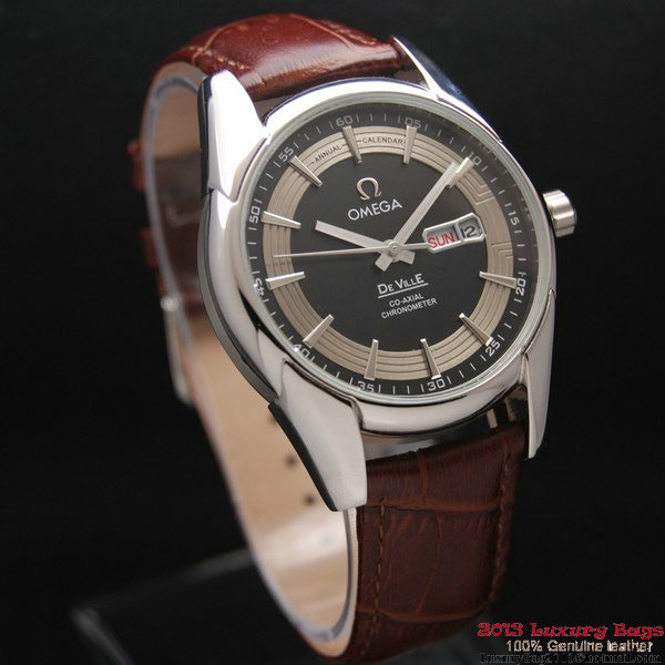 OMEGA DE VILLE HOUR VISION ANNUAL CALENDAR Steel on Brown Leather Strap OM77111