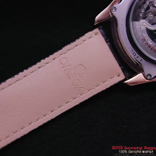 OMEGA DE VILLE Tourbillon Watches Red Gold on Black Leather Strap Om7016
