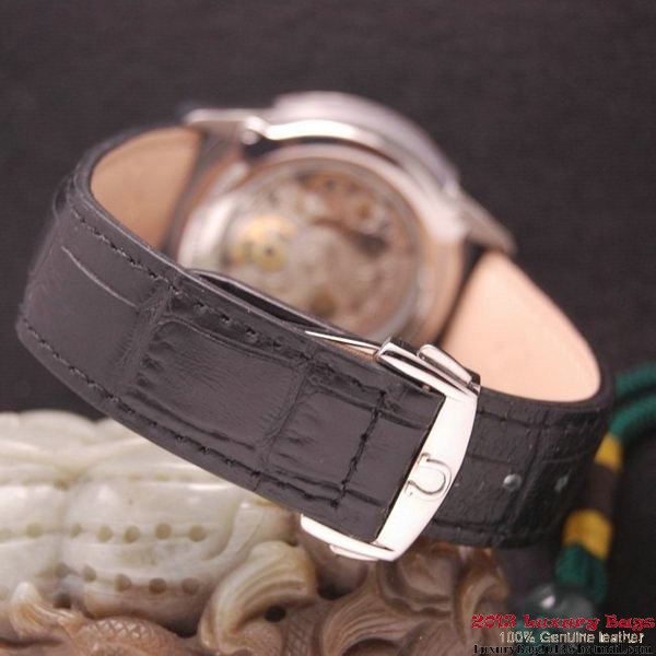 OMEGA DE VILLE Tourbillon Watches Steel on Black Leather Strap Om7002