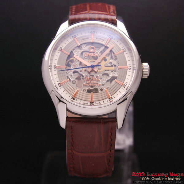 OMEGA DE VILLE Tourbillon Watches Steel on Brown Leather Strap Om7001