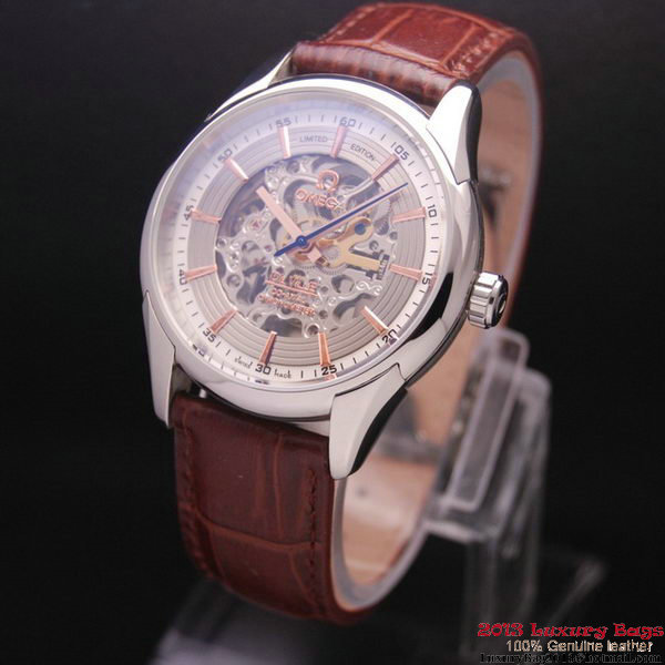 OMEGA DE VILLE Tourbillon Watches Steel on Brown Leather Strap Om7001